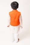 Shop_Tiny Pants_Orange Chanderi Cotton Woven And Embellished Polka Dots & Gota Bundi Kurta Set _at_Aza_Fashions