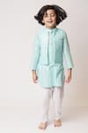 Buy_Tiny Pants_Blue Cotton Woven Stripes Pattern Bundi And Kurta Set _Online_at_Aza_Fashions