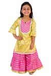 Buy_Tiny Pants_Yellow , Chanderi Gota Patti Embroidered Kurta And Sharara Set _Online_at_Aza_Fashions