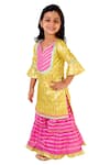 Shop_Tiny Pants_Yellow , Chanderi Gota Patti Embroidered Kurta And Sharara Set _Online_at_Aza_Fashions