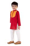 Shop_Tiny Pants_Red Cotton Gota Patti Kurta And Pyjama Set _Online_at_Aza_Fashions