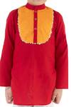 Tiny Pants_Red Cotton Gota Patti Kurta And Pyjama Set _at_Aza_Fashions