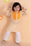 Buy_Tiny Pants_Beige Cotton Gota Patti Kurta And Pyjama Set _at_Aza_Fashions