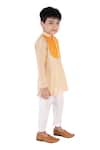 Tiny Pants_Beige Cotton Gota Patti Kurta And Pyjama Set _Online_at_Aza_Fashions