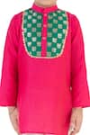 Tiny Pants Pink Cotton Gota Patti Kurta And Pyjama Set at Aza Fashions Tiny Pants_Pink Cotton Gota Patti Kurta And Pyjama Set _at_Aza_Fashions