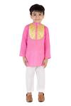 Shop_Tiny Pants_Pink Cotton Gota Patti Kurta And Pyjama Set _Online_at_Aza_Fashions