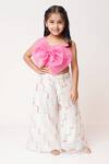 Buy_Tiny Pants_Pink Organza Mirrors Bow Front Top And Palazzo Set_at_Aza_Fashions