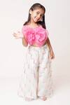 Tiny Pants_Pink Organza Mirrors Bow Front Top And Palazzo Set_Online_at_Aza_Fashions