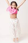 Buy_Tiny Pants_Pink Organza Mirrors Bow Front Top And Palazzo Set_Online_at_Aza_Fashions
