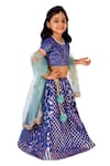 Tiny Pants_Blue Chanderi Cotton Embroidered Floral Lehenga Set_Online_at_Aza_Fashions