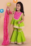 Buy_Tiny Pants_Green Cotton Gota Patti, Embroidery Bandhani Print Kurta Sharara Set _at_Aza_Fashions