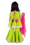 Shop_Tiny Pants_Green Cotton Gota Patti, Embroidery Bandhani Print Kurta Sharara Set _at_Aza_Fashions