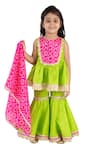 Buy_Tiny Pants_Green Cotton Gota Patti, Embroidery Bandhani Print Kurta Sharara Set _Online_at_Aza_Fashions