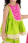 Shop_Tiny Pants_Green Cotton Gota Patti, Embroidery Bandhani Print Kurta Sharara Set _Online_at_Aza_Fashions