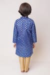 Shop_Tiny Pants_Blue Chanderi And Silk Woven Polka Dots Sherwani Set _at_Aza_Fashions