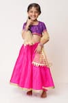 Buy_Tiny Pants_Pink Georgette And Dupion Woven Polka Dots Mukaish Work Blouse Lehenga Set _at_Aza_Fashions