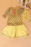The Plum Bum_Yellow Chanderi, , Net, Satin Mughal Jaal Print Kurta Sharara Set _Online_at_Aza_Fashions