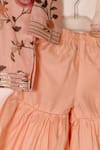 Shop_The Plum Bum_Peach Silk, Cotton, Net Gota Patti, Embroidery Floral Print Kurta Sharara Set _at_Aza_Fashions