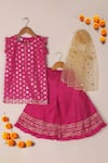 Buy_The Plum Bum_Fuchsia Silk, Cotton, Net Gota Patti, Embroidery, Chanderi Kurta Sharara Set _at_Aza_Fashions