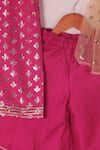 Shop_The Plum Bum_Fuchsia Silk, Cotton, Net Gota Patti, Embroidery, Chanderi Kurta Sharara Set _at_Aza_Fashions