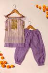 Buy_The Plum Bum_Purple Leaf Print Dhoti Pant Set For Girls_at_Aza_Fashions