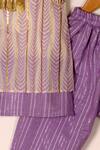 Shop_The Plum Bum_Purple Cotton Fringe, Tassels, Foil Printing Leaf Dhoti Pant Set _at_Aza_Fashions