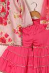 Shop_The Plum Bum_Pink Floral Print Kurta Sharara Set For Girls_at_Aza_Fashions