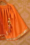 The Plum Bum_Orange Choli Banarasi Brocade And Lehenga Set For Girls_Online_at_Aza_Fashions