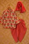 Buy_The Plum Bum_Grey Printed Kurta And Dhoti Set For Girls_at_Aza_Fashions