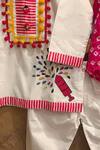 Shop_The Plum Bum_White Cotton, Silk Embroidery, Gota Patti, Pom-poms Pichkari Kurta Set _at_Aza_Fashions