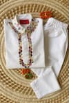 Buy_The Plum Bum_White Cotton Embroidery Kurta Set _at_Aza_Fashions