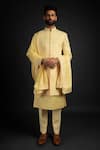 Buy_Prima Czar_Yellow Twill Embroidered Achkan And Kurta Set _at_Aza_Fashions