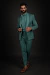 Buy_Prima Czar_Green Twill Shawl Lapel Suit And Pant Set _at_Aza_Fashions