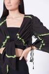 Buy_The Pot Plant Clothing_Black Cotton Silk Front Knot Top_Online_at_Aza_Fashions