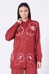 Buy_The Pot Plant Clothing_Pink Silk Bandhani Shirt_at_Aza_Fashions