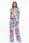 Buy_Mandira Wirk_Pink Cotton Tropical Motifs V Neck Printed Wrap Top And Pant Set_at_Aza_Fashions