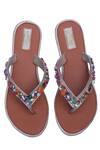Shop_Turquoise_Multi Color Embroidered Embellished Sandals_at_Aza_Fashions