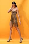 Buy_Nikita Mhaisalkar_Brown Tulle Hand Embroidered African Baroque Pattern Sweetheart Neck Dress _Online_at_Aza_Fashions