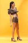 Shop_Nikita Mhaisalkar_Gold Tulle African Baroque Pattern Embroidered Skirt _at_Aza_Fashions