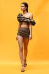Buy_Nikita Mhaisalkar_Gold Tulle African Baroque Pattern Embroidered Skirt _Online_at_Aza_Fashions