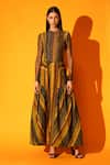 Buy_Nikita Mhaisalkar_Green Silk Poplin Stripe Print High Waist Skirt_at_Aza_Fashions