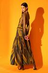 Nikita Mhaisalkar_Green Silk Poplin Stripe Print High Waist Skirt_Online_at_Aza_Fashions