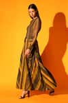 Buy_Nikita Mhaisalkar_Green Silk Poplin Stripe Print High Waist Skirt_Online_at_Aza_Fashions
