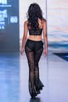 Shop_Nikita Mhaisalkar_Black Tulle Silk Applique Work And Bugle Beads Flared Pants _at_Aza_Fashions