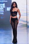 Nikita Mhaisalkar_Black Tulle Silk Applique Work And Bugle Beads Flared Pants _Online_at_Aza_Fashions
