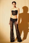 Buy_Nikita Mhaisalkar_Black Tulle Silk Applique Work And Bugle Beads Flared Pants _Online_at_Aza_Fashions