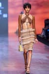 Buy_Nikita Mhaisalkar_Beige Tulle Raffia Coin, Stone And Beads Fringe Trim Skirt _at_Aza_Fashions