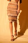 Nikita Mhaisalkar_Beige Tulle Raffia Coin, Stone And Beads Fringe Trim Skirt _at_Aza_Fashions