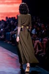 Nikita Mhaisalkar_Green Luxe Suiting Flap Collar Front Slit Shirt Dress _Online_at_Aza_Fashions