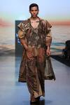 Shop_Nikita Mhaisalkar_Brown Tulle African Baroque T-shirt _Online_at_Aza_Fashions